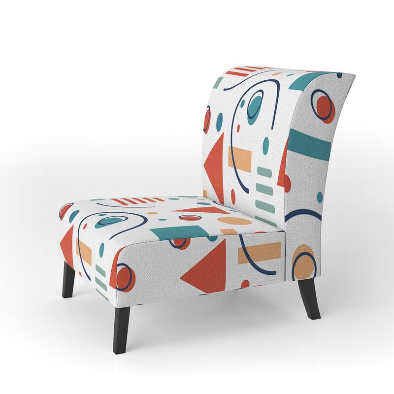 Designart "Multicolor Trendy Geometric " Upholstered Patterned Accent Chair and Arm Chair - Slipper Chair