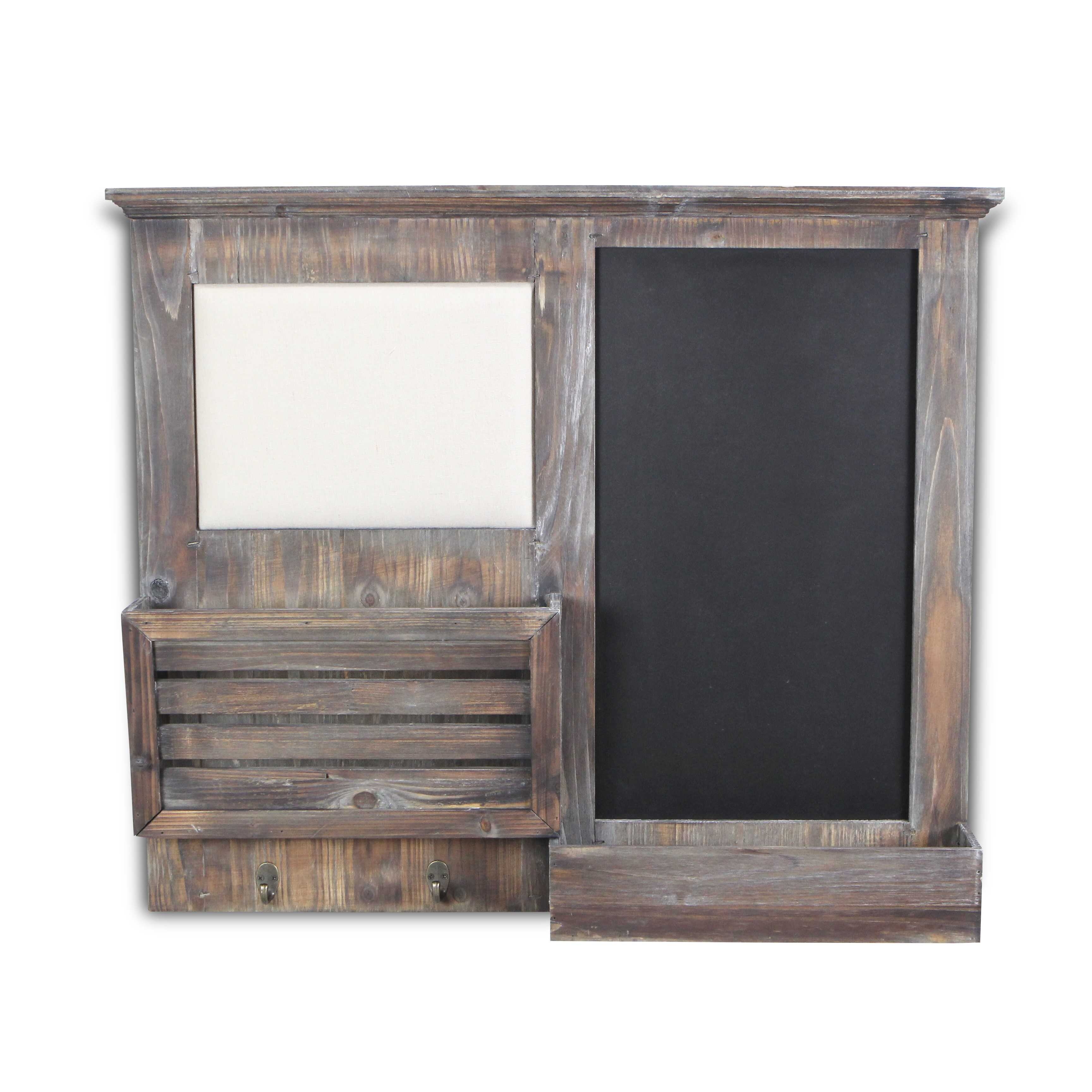 Gray Wooden Wall Chalkboard With Side Storage Basket Gray Wooden Wall Chalkboard With Side Storage Basket