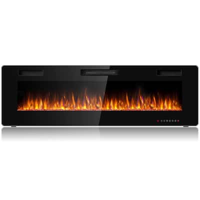 Gymax 60'' Fireplace Electric Recessed Wall Mounted Heater w/ Remote