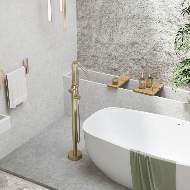 Modland 46''H Outdoor Shower System 316 Stainless Steel Thermostatic Freestanding Poolside Faucet with Swivel Spout - 46'' H