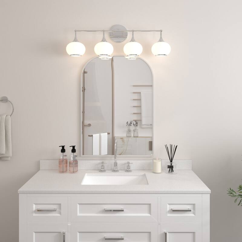 Acroma Aged Brass/Polished Chrome Finish Modern Globe Vanity Light