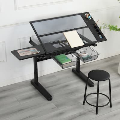 hand crank adjustable drafting table drawing desk