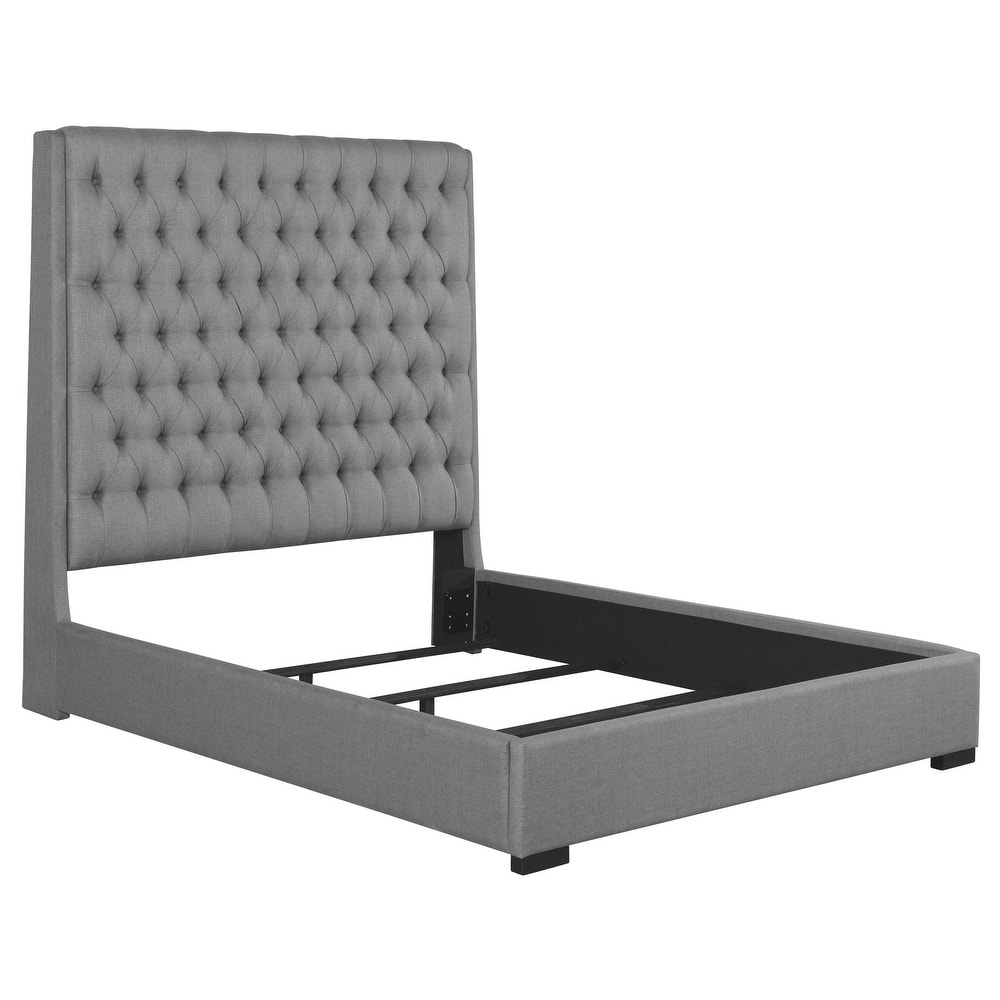 Camille Transitional Upholstered Panel Bed Grey