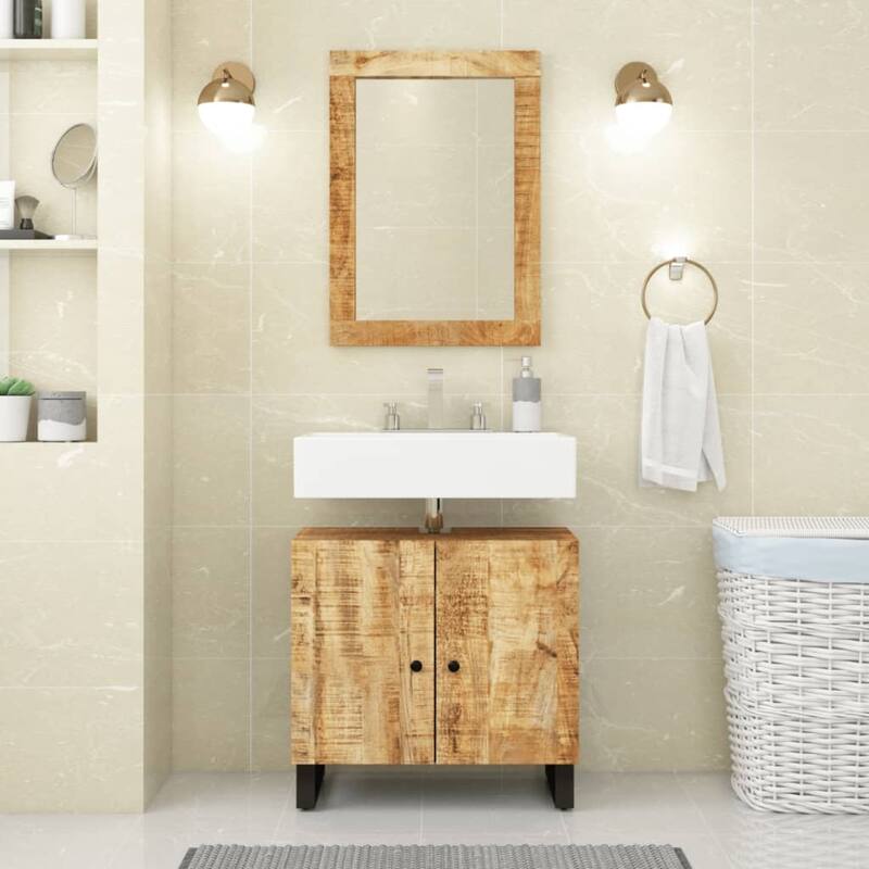 vidaXL Sink Cabinet Solid mango wood Medium Sink Cabinet - Light brown