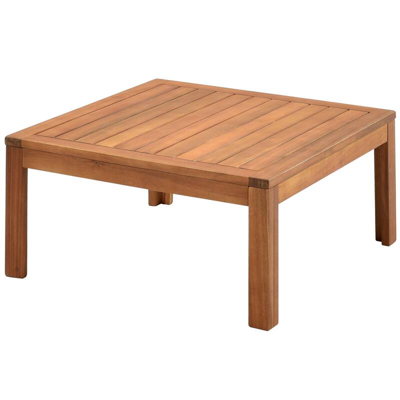 Patio L-shape Sectional Sofa with Square End Table, Wood Frame Sofa Set Conversation Sets Water-resistant and UV Protected