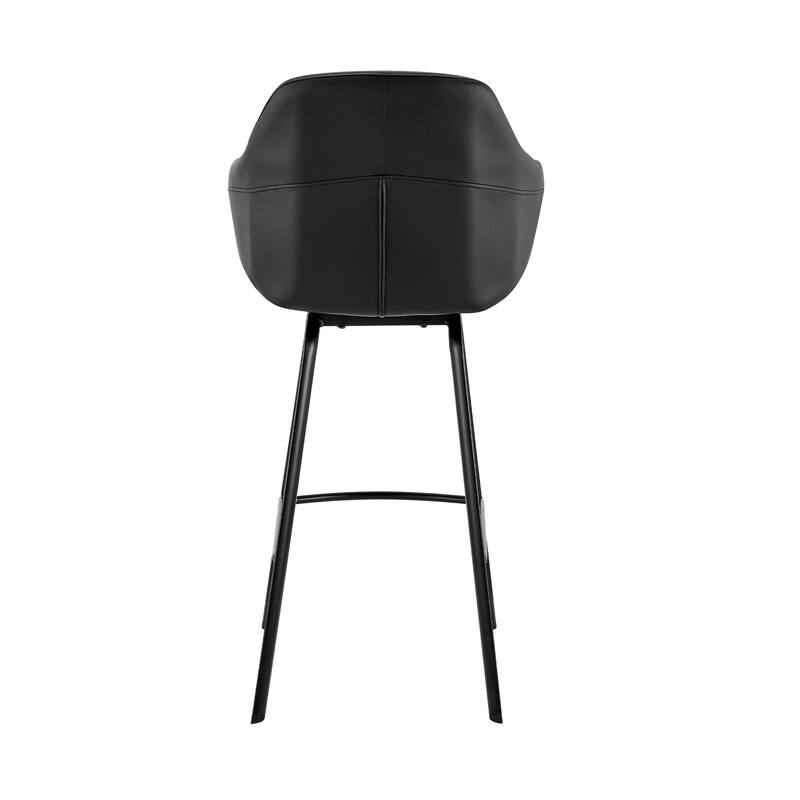 HomeRoots 26" Black Faux Leather and Black Metal Swivel Counter Stool - 21 x 36 x 23