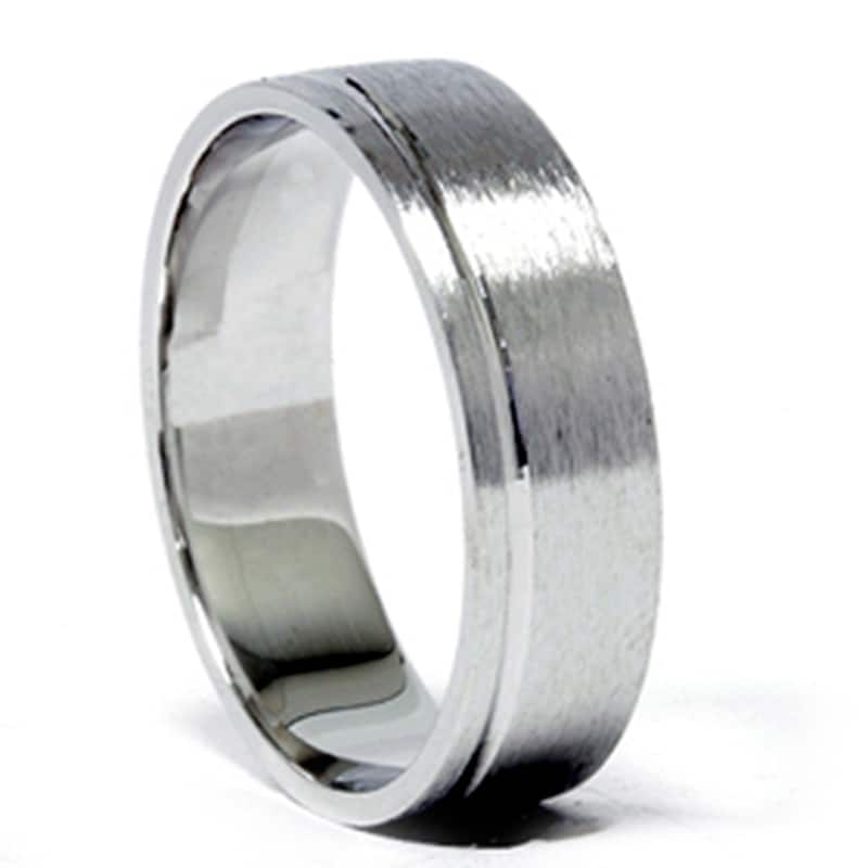 Mens 6mm Comfort Fit Wedding Band Ring White Gold