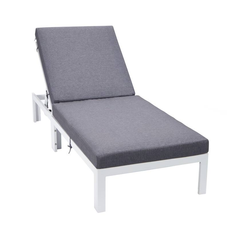 Chelsea Polyester Chaise Lounge Chair with Adjustable Headrest, Aluminum Frame, Machine Washable Cushions for Outdoor & Indoor