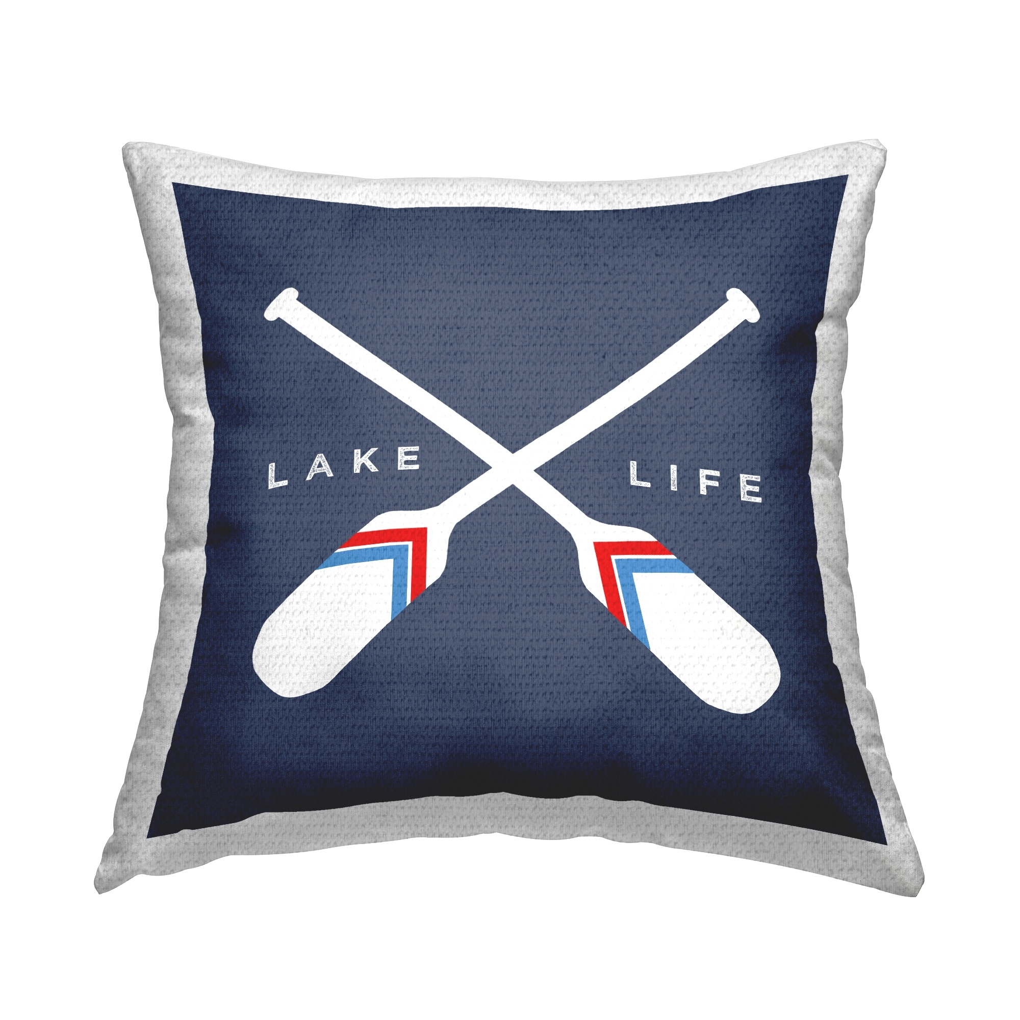 Stupell Lake Life Phrase Crossed Oars Nautical Blue Printed Outdoor Throw Pillow Design by Daphne Polselli