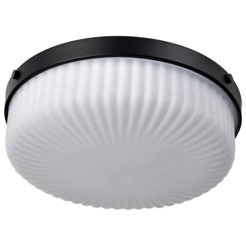 Solara Flush Mount Matte Black Finish Frosted Ribbed Glass - Matte Black