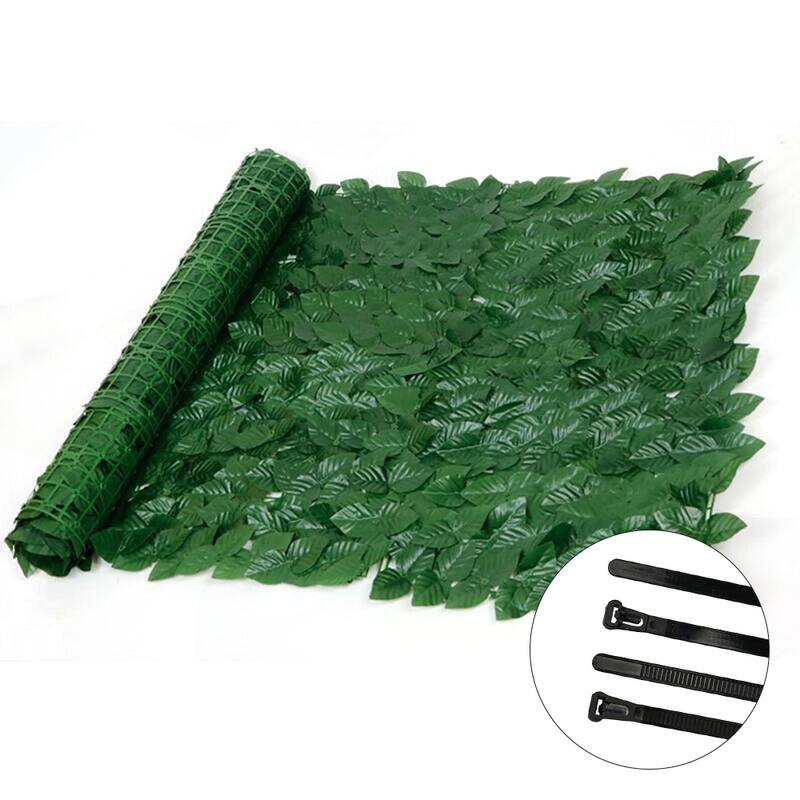 Artificial Fence Screen Decorative Privacy Fence Screen for Outdoor Garden - 39''x118'' - Green ivy leaves