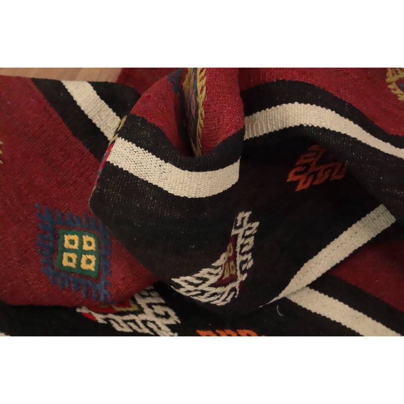 Hand Woven Oriental 100% Wool Carpet Southwestern Tribal Multi-Colored Kilim Area Rug - 10' 2'' X 5' 5''