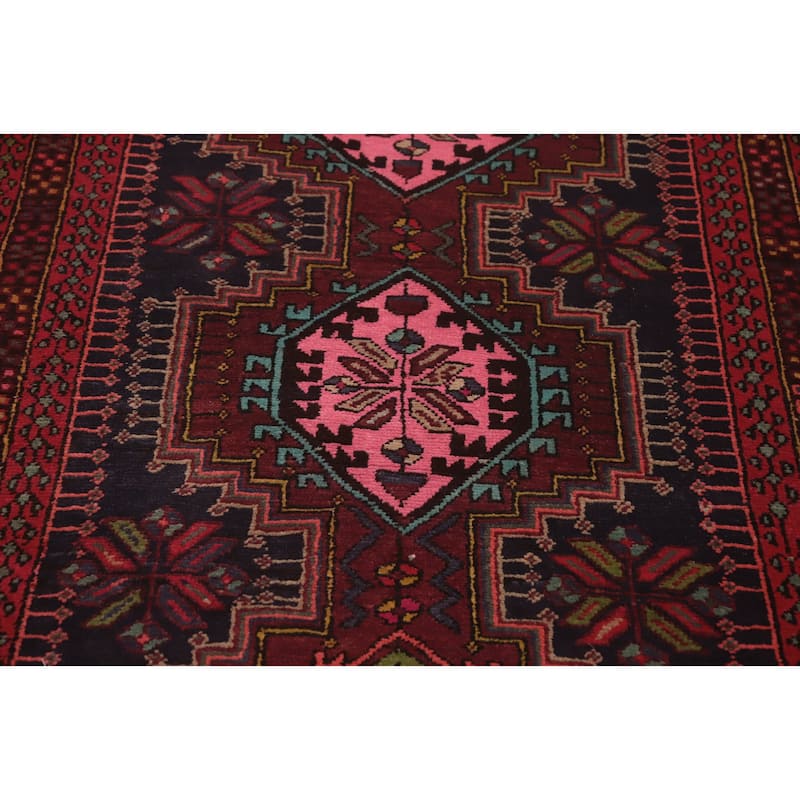 Hand Knotted Oriental 100% Wool Carpet Traditional Tribal Red Gharajeh Runner Rug - 10' 3'' X 3' 11''