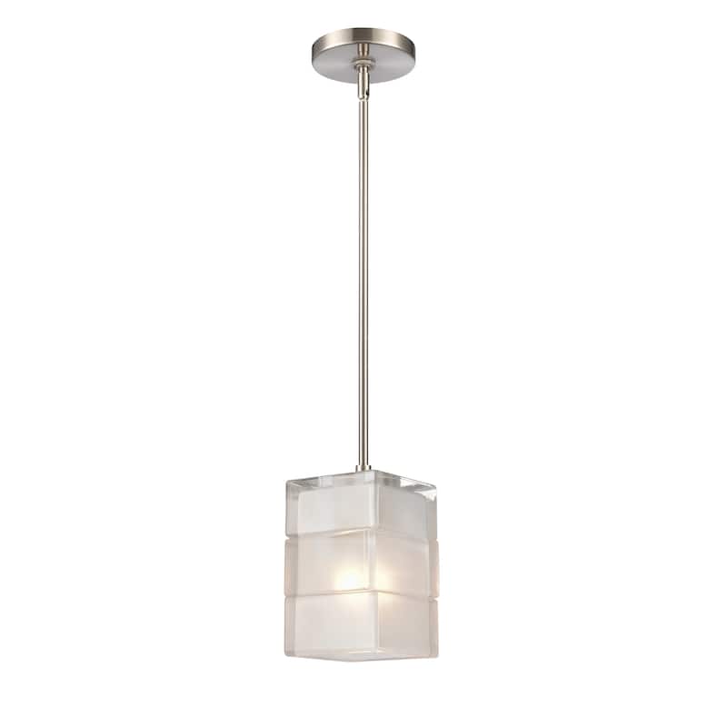 Elk Home Ice Blocks Satin Nickel With Frosted Glass 1 Light Pendant - 6''