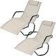 preview thumbnail 2 of 6, Folding Rocking Chaise Lounger with Headrest Pillow - Beige - Set of 2