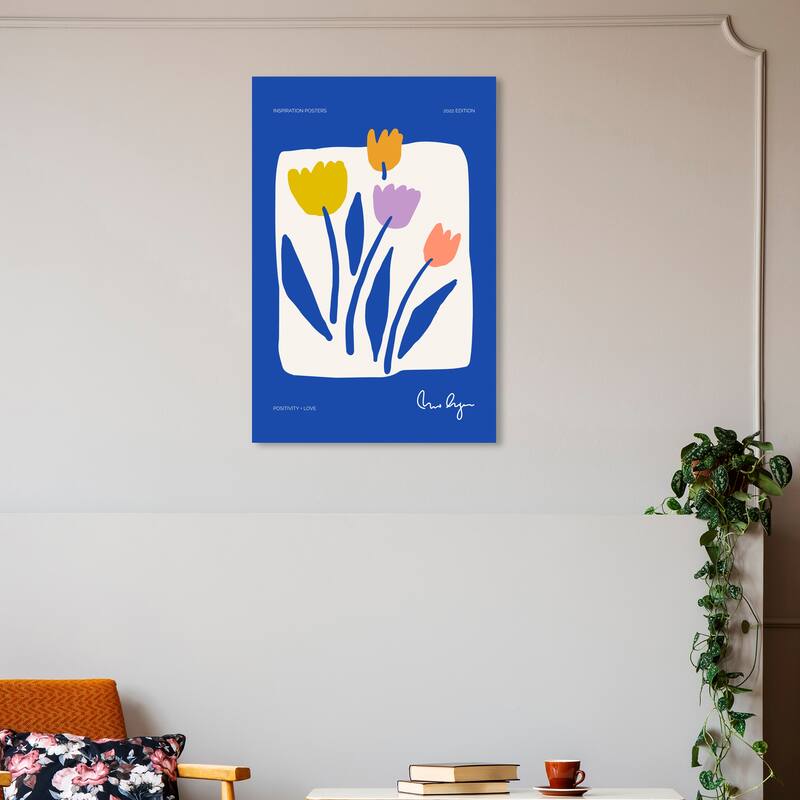 Wynwood Studio Canvas Floral and Botanical Blue Loving Flowers Blue and Modern & Contemporary Wall Art Canvas Print - 20 x 30