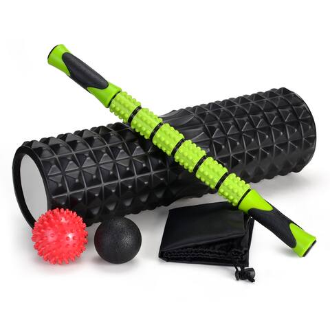 5-In-1 Large 18" Foam Roller Kit w Muscle Roller Stick & Massage Balls
