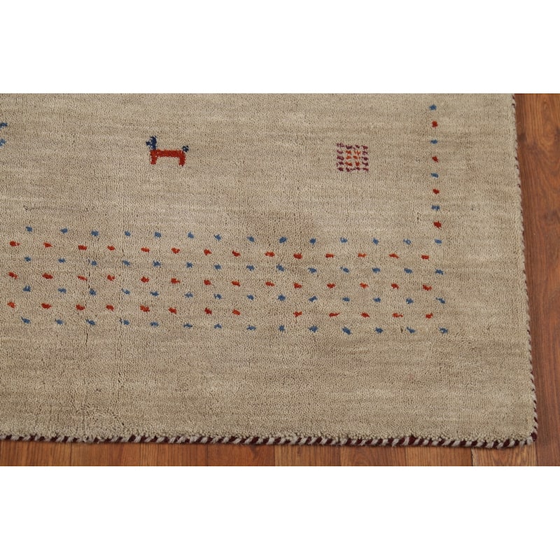 Tribal Gabbeh Oriental Area Rug Hand-Knotted Modern Wool Carpet - 4'7"x 6'5"