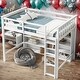 preview thumbnail 3 of 16, Wooden Twin Size Kids Loft Bed Frame with 8-Storage Shelves and Ladder, White