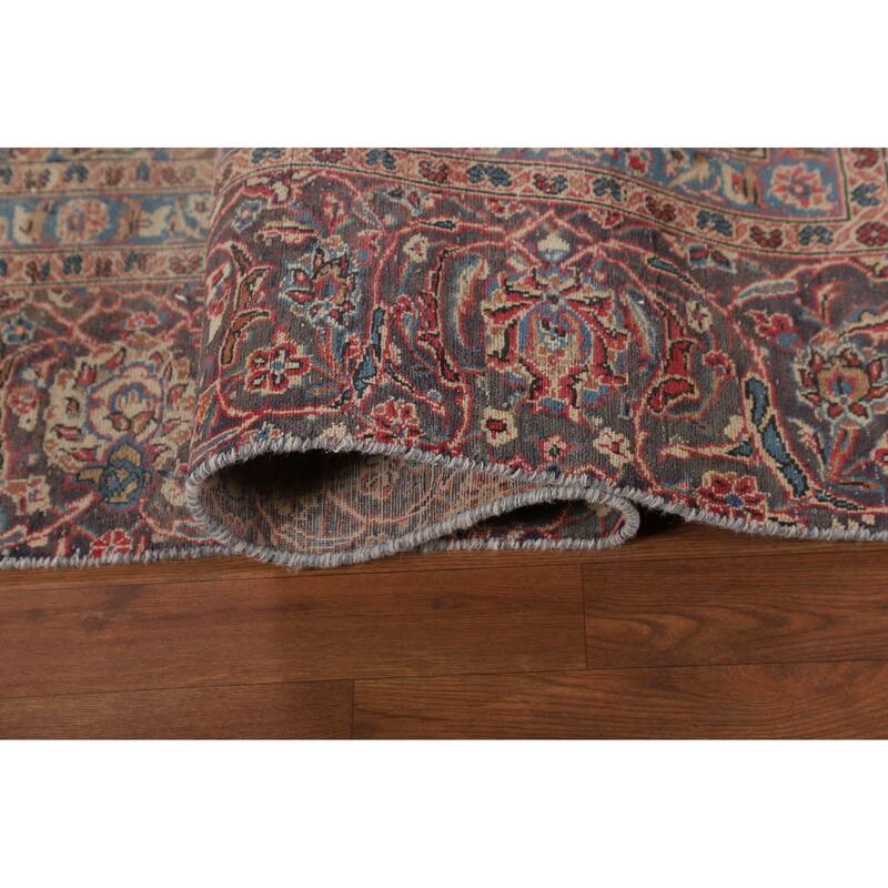 Traditional Pink Kashan Persian Vintage Rug Hand-Knotted Wool Carpet - 9'0"x 11'9"