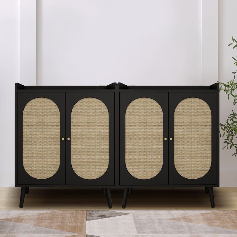 4-Tier 16 Pairs Shoe Storage Cabinet With Doors