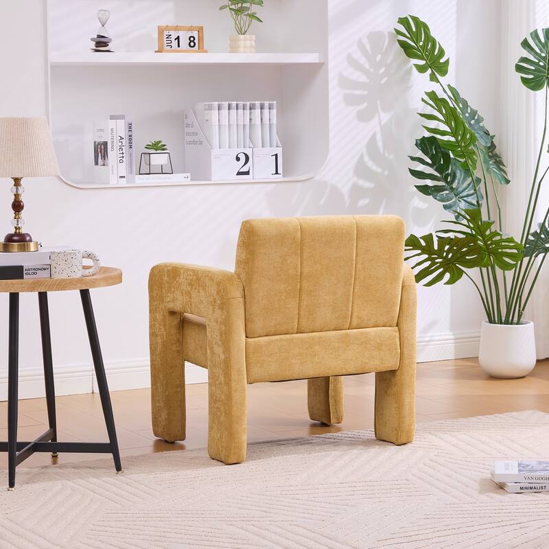 Modern Minimalist Casual Single Armchair Living Room, Bedroom, Office Area Upholstered Chair Comfortable Padded Armchair