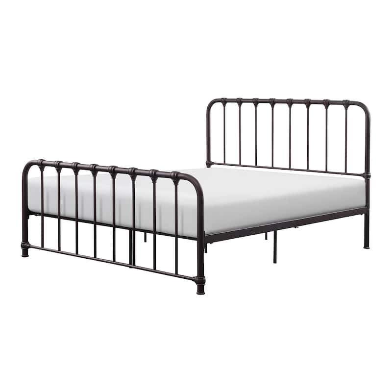 Ethan Full Size Metal Bed, Bronze Spindle Design, Heavy Duty Slat Support