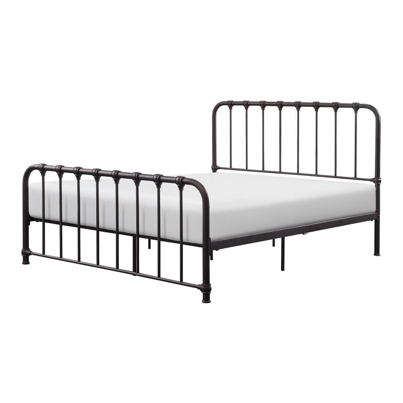 Ethan Twin Size Metal Bed, Bronze Spindle Design, Heavy Duty Slat Support
