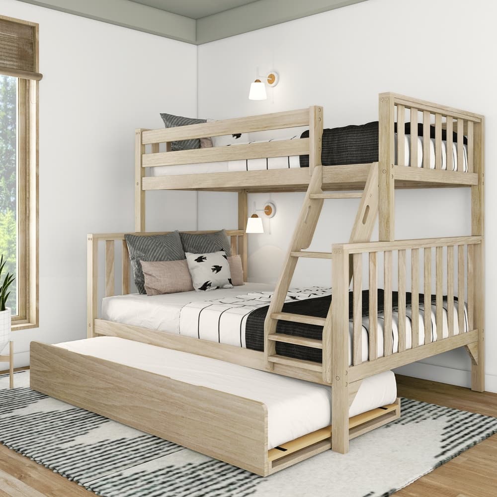 Scandinavian Twin Over Full Bunk Bed With Twin-Size Trundle