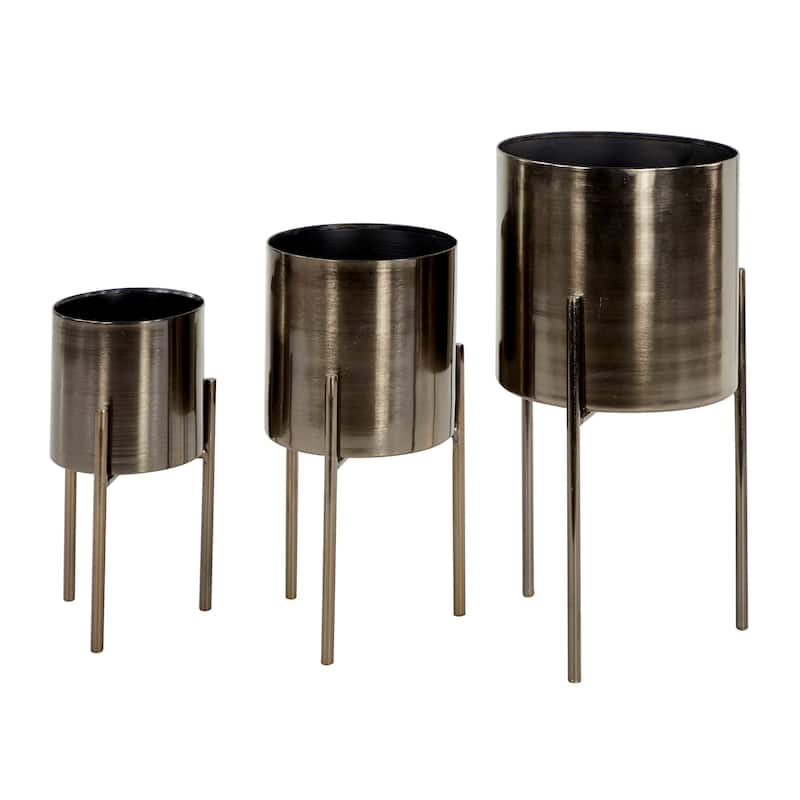 Gold Black White or Silver Iron Glam Contemporary Planter (Set of 3) - S/3 18", 14", 12"H
