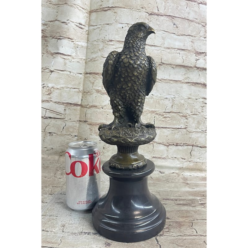 Original Milo Hawk American Eagle Bronze Marble Base Sculpture Bird Figurine Art