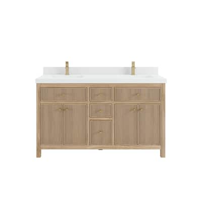 Willow Collections 60 in. W x 22 in. D Sonoma Teak Double Sink Bathroom Vanity with Countertop