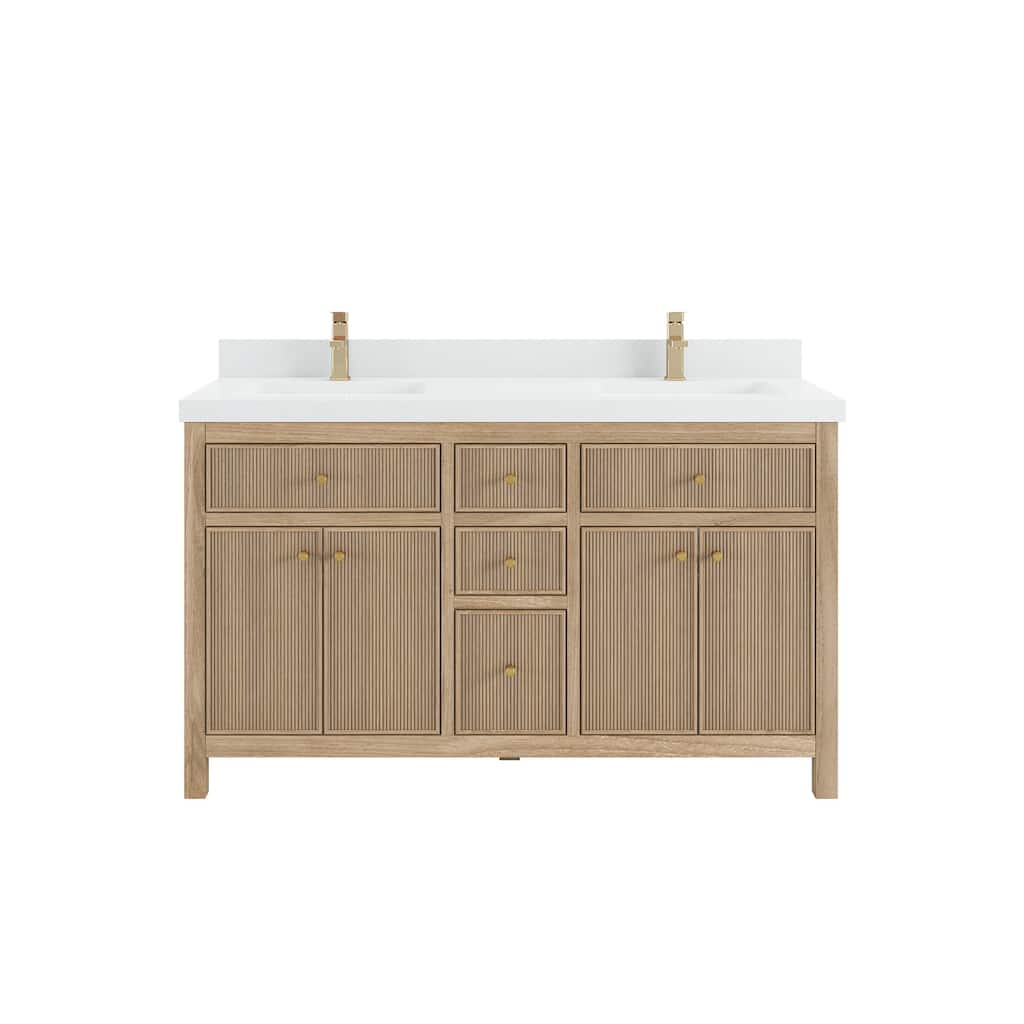 Willow Collections 60 in. W x 22 in. D Sonoma Teak Double Sink Bathroom Vanity with Countertop