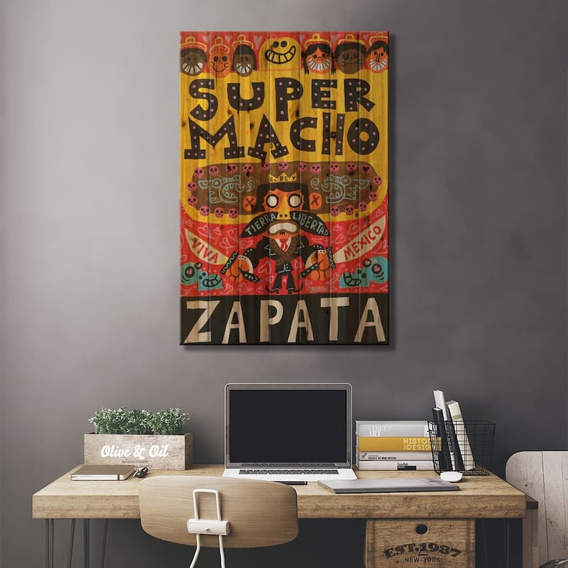 El Mexicano Print On Wood by Jorge R. Gutierrez - Multi-Color