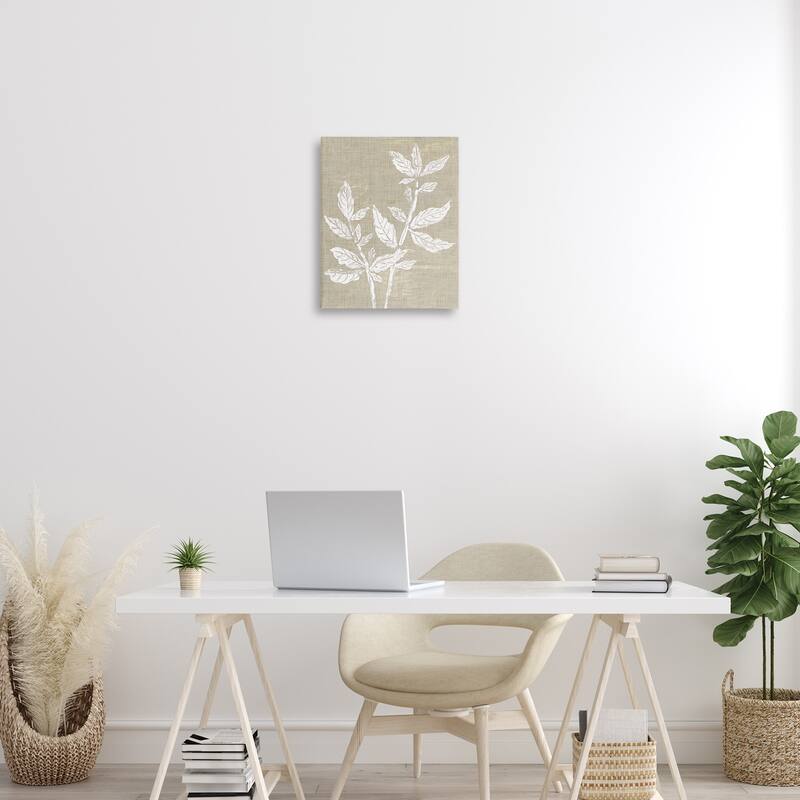 Stupell Boho Leaves on Natural Pattern Canvas Wall Art Design By Melissa Wang