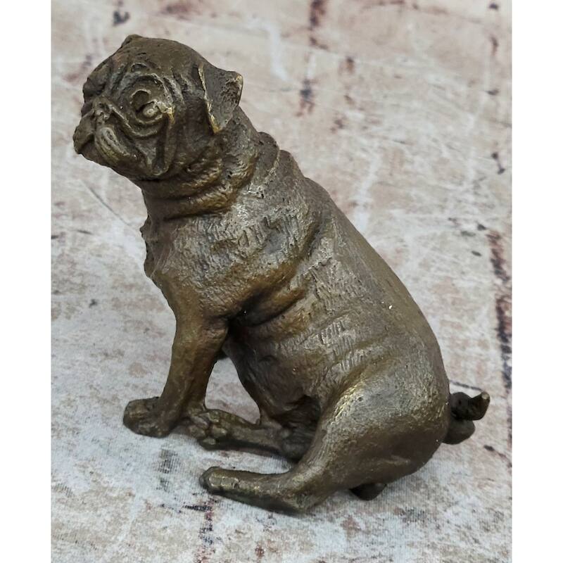 Pug Dog Bronze Miniature Statue Sculpture Figure Original Art 4 Inches X 4 Inches