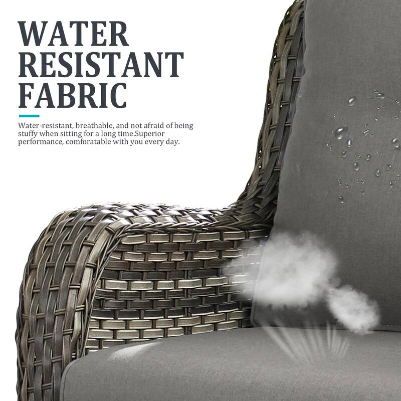 Gymojoy 5-Piece Outdoor Wicker Patio Furniture Chair Set, Rattan Coversation Set with Water Resistant Thick Cushions