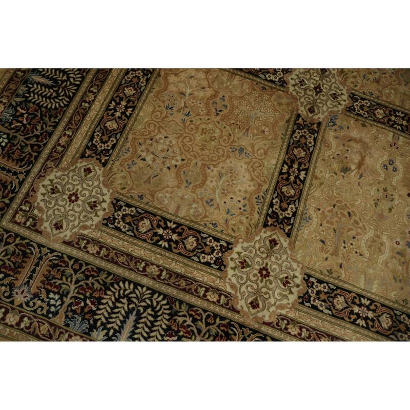 Hand Knotted Oriental 100% Wool Carpet Traditional Floral Yellow & Gold Aubusson Area Rug - 6' 9'' X 6' 2''