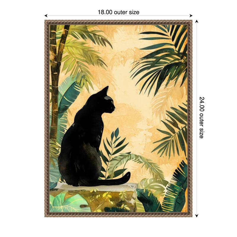Cats Life Jungle by Justyna Jaszke Framed Canvas Wall Art - 18 x 24 in