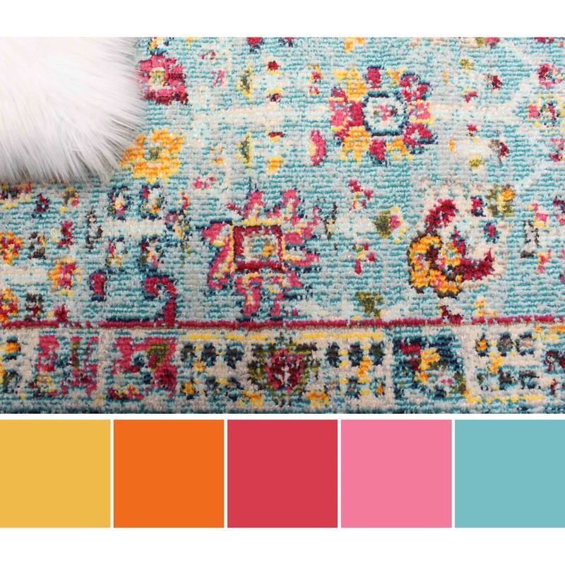 ECARPETGALLERY Machine Made Jasmine Blue Area Rug