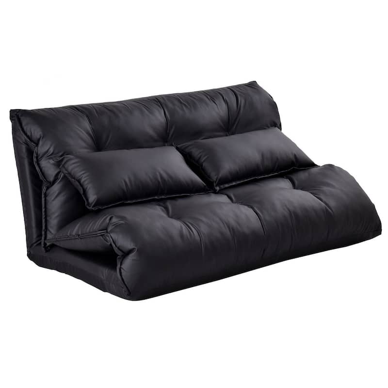 Costway PU Leather Foldable Modern Leisure Floor Sofa Bed Video Gaming