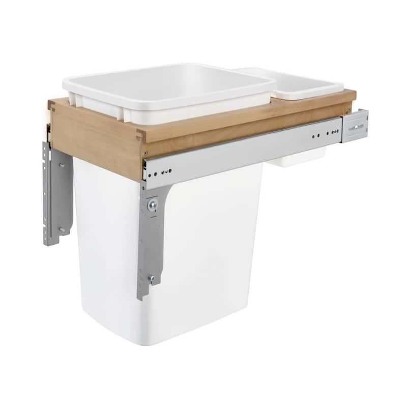 Rev-A-Shelf 4WCTM-12DM1-175 35-Qt Top Mount Pullout Waste Container Bin, White - White