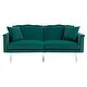 preview thumbnail 89 of 115, Velvet Loveseat Sofa Bed with 2 Pillows, Mid Century 2-Seat Couches Convertible Sofa Bed for Living Room, Bedroom,Office