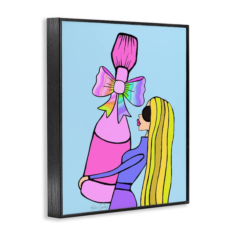 Stupell Bold Fashionista with Wine Bottle Framed Giclee Art Design By Katie Conley