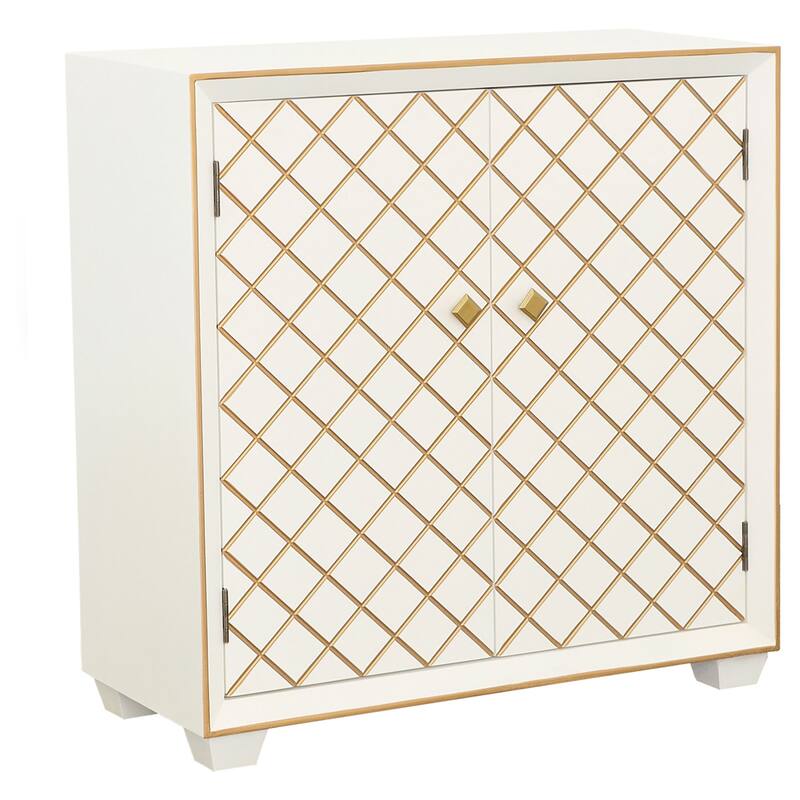 Belinda White and Gold 2-door Accent Cabinet