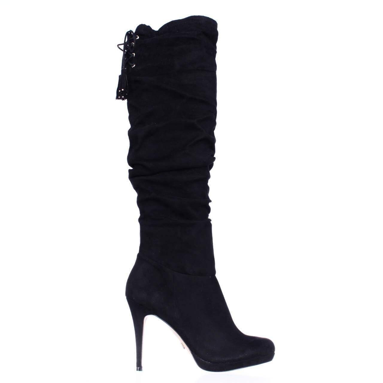 black knee high tie boots