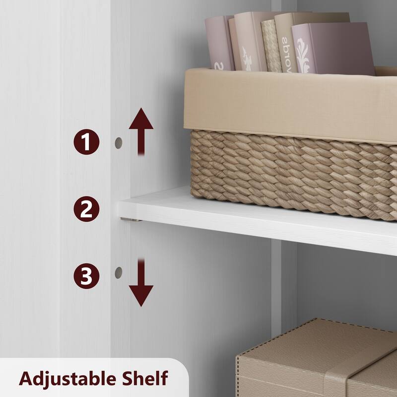 Freestanding Floor Linen Storage Cabinet with Doors and Shelves for Bathroom, Kitchen