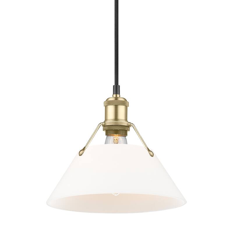 Yep by Golden Lighting Orwell 1-light 10in Pendant in Brushed Champagne Brass and Opal Glass - Gold