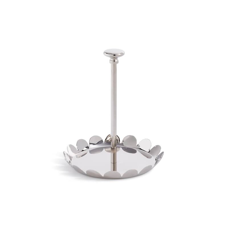 Lucente Polished Scalloped Metal Display & Serving Tray - Nickel - Single Tier
