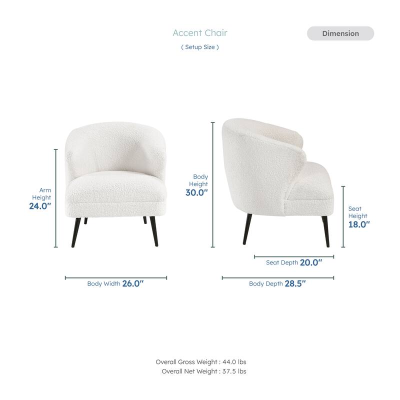 Hudson 26" Boucle Fabric Accent Chair - Black Finish Metal Legs